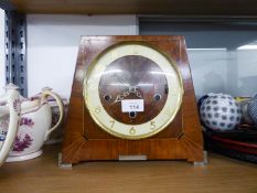 ENFIELD CLOCK Co ART DECO WALNUT CASED MANTLE CLOCK, the spring driven movement striking on four