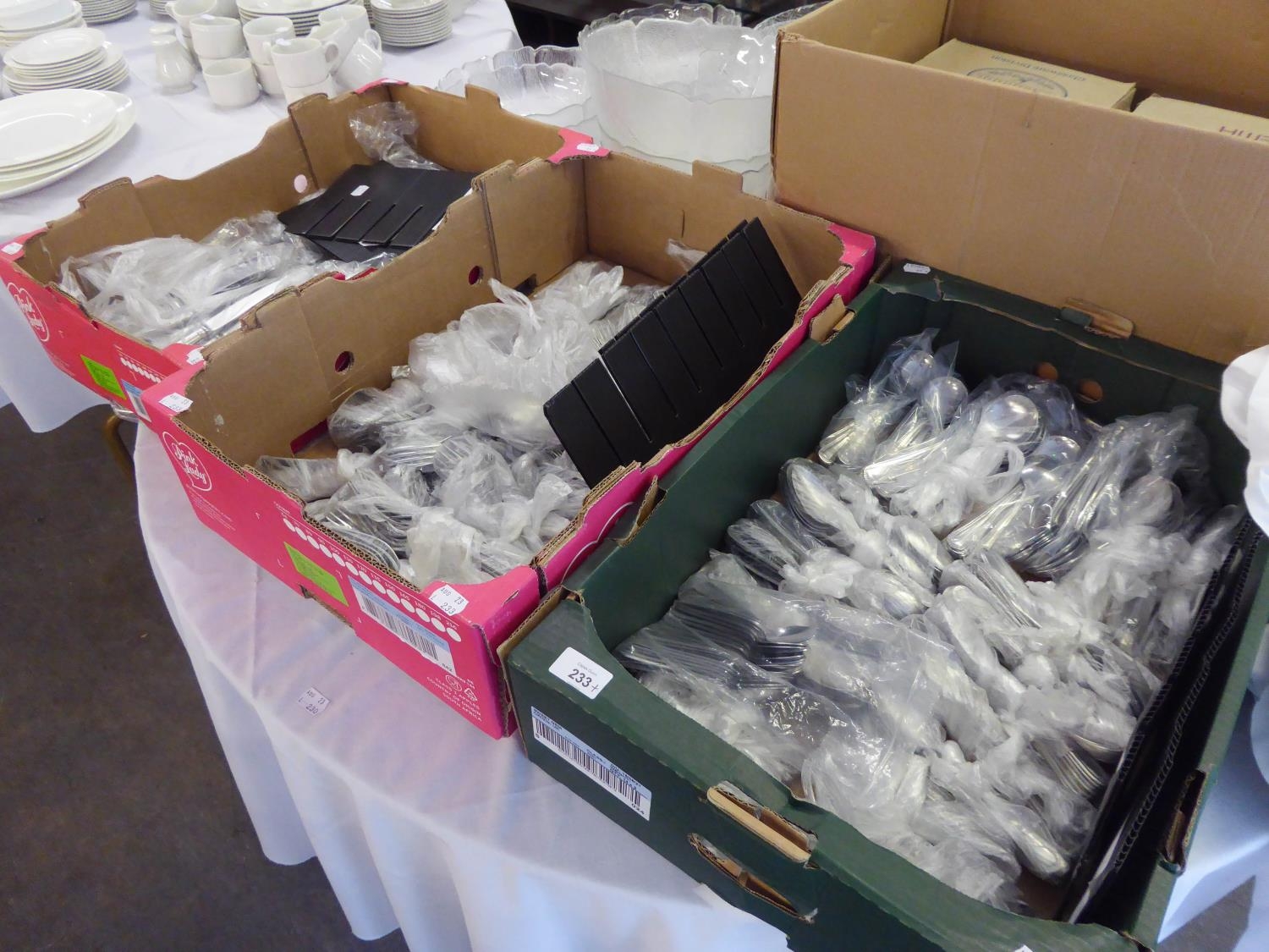 VERY LARGE QUANTITY OF CUTLERY TO INCLUDE BEADED EDGE CUTLERY - 128 SOUP SPOONS, 94 DINNER KNIVES, - Image 2 of 2