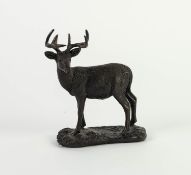 TOM MACKIE FOR HEREDITIES BRONZED RESIN SCULPTURE White tailed stag Incised signature to the base