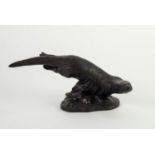 TOM MACKIE FOR HEREDITIES BRONZED RESIN SCULPTURE Modelled as an otter swimming Incised signature to