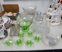 MIXED LOT OF GLASS, to include: STROMBERG SMALL VASE, WHEEL CUT WITH A GOOSE IN FLIGHT, 4 ½? high,