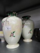 PAIR OF SHELLEY MOTHER OF PEARL LUSTRE GLAZED POTTERY VASES, of ovoid form, decorated with flowering