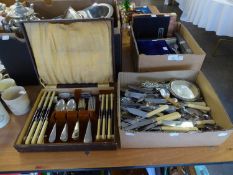 CIRCA 1930s PART FIRTH STAINLESS STEEL COMPOSITE SET OF OLD ENGLISH CUTLERY FOR 6 PERSONS, IN FITTED