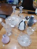 SELECTION OF 13 PIECES OF PRESS MOULDED AND OTHER GLASS WARE, TO INCLUDE A CAKE STAND, PAIR OF GLASS