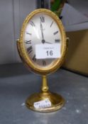 IMHOF GILT METAL CASED OVAL DRESSING TABLE CLOCK WITH 8 DAYS MOVEMENT