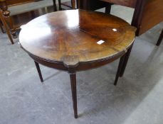 A FRAMED MAHOGANY CIRCULAR OCCASIONAL TABLE RAISED ON SLENDER SUPPORTS (A.F.)
