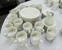 CHURCHILL WHITE POTTERY DINNER AND TEA WARES WITH ROPE BORDERS, COMPRISING 12 LARGE BOWLS, 22