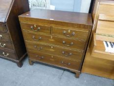 NINETEENTH CENTURY MAHOGANY CHEST OF TWO SHORT AND THREE GRADUATED LONG DRAWERS WITH CROSSBANDING