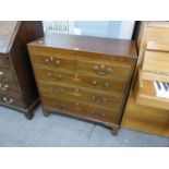 NINETEENTH CENTURY MAHOGANY CHEST OF TWO SHORT AND THREE GRADUATED LONG DRAWERS WITH CROSSBANDING