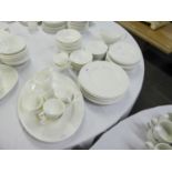 ROYAL WORCESTER PLAIN WHITE CHINA DINNER AND TEA WARES, COMPRISING TEN 10" (25.4cm) DINNER PLATES;