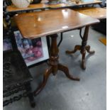 AN EARLY 19TH CENTURY MAHOGANY TRIPOD OCCASIONAL TABLE, WITH STAINED PINE OBLONG TOP