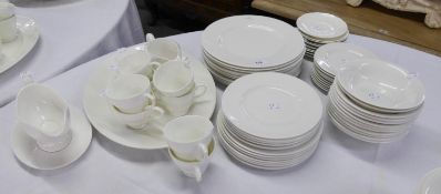 ROYAL WORCESTER PLAIN WHITE CHINA DINNER AND TEA WARES, COMPRISING TEN 10" (25.4cm) DINNER PLATES;