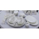 ROYAL WORCESTER PLAIN WHITE CHINA DINNER AND TEA WARES COMPRISING 2 MEAT PLATES, 5 LARGE DINNER