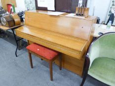 DANEMANN TEAK CASED UPRIGHT PIANOFORTE, IRON FRAMED AND OVERSTRUNG, 4?6? WIDE, 3?5? HIGH AND THE