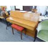 DANEMANN TEAK CASED UPRIGHT PIANOFORTE, IRON FRAMED AND OVERSTRUNG, 4?6? WIDE, 3?5? HIGH AND THE