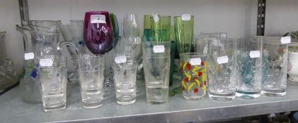 LARGE STEM WINE GOBLETS, VARIOUS AND MISCELLANEOUS DRINKING GLASSES