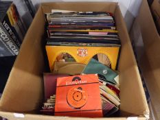 A QUANTITY OF LP RECORDS AND SINGLES (1 BOX)
