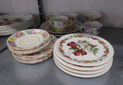 COLCLOUGH CHINA TEA SERVICE FOR SIX PERSONS, 18 PIECES, A PAIR OF CHINA RIBBON PLATES AND A SET OF