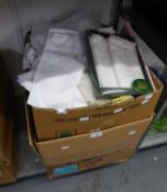 COTTON AN LACE TABLE LINEN, PICNIC BLANKETS, BEDDING ETC... (CONTENTS OF 2 BOXES)