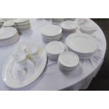 ROYAL WORCESTER PLAIN WHITE CHINA DINNER AND TEA WARES, COMPRISING TEN 10" (25.4cm) DINNER PLATES;