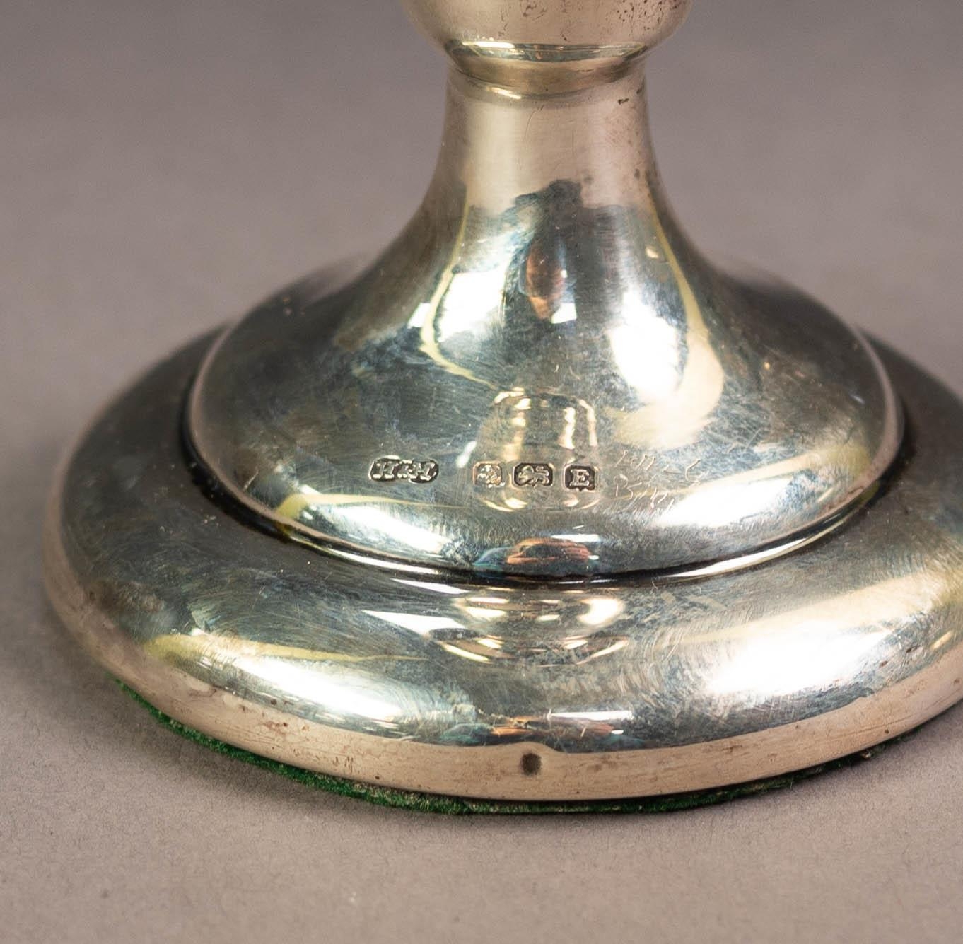 SILVER TRUMPET FLOWER VASE, the cup shaped top with petal shaped border, on circular socle and domed - Image 3 of 3