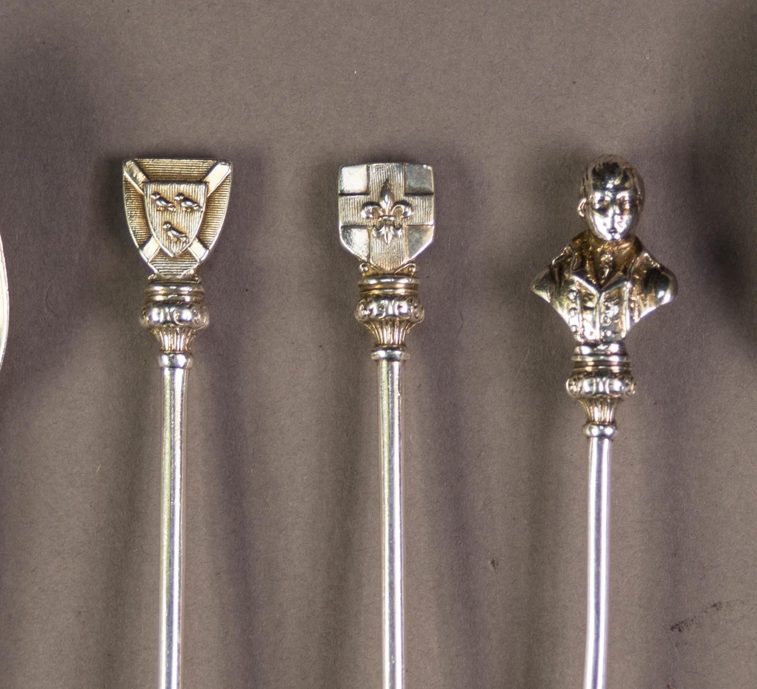 SET OF THREE VICTORIAN SILVER SOUVENIR TEASPOONS, two with crest tops and the other with a bust, - Image 2 of 3