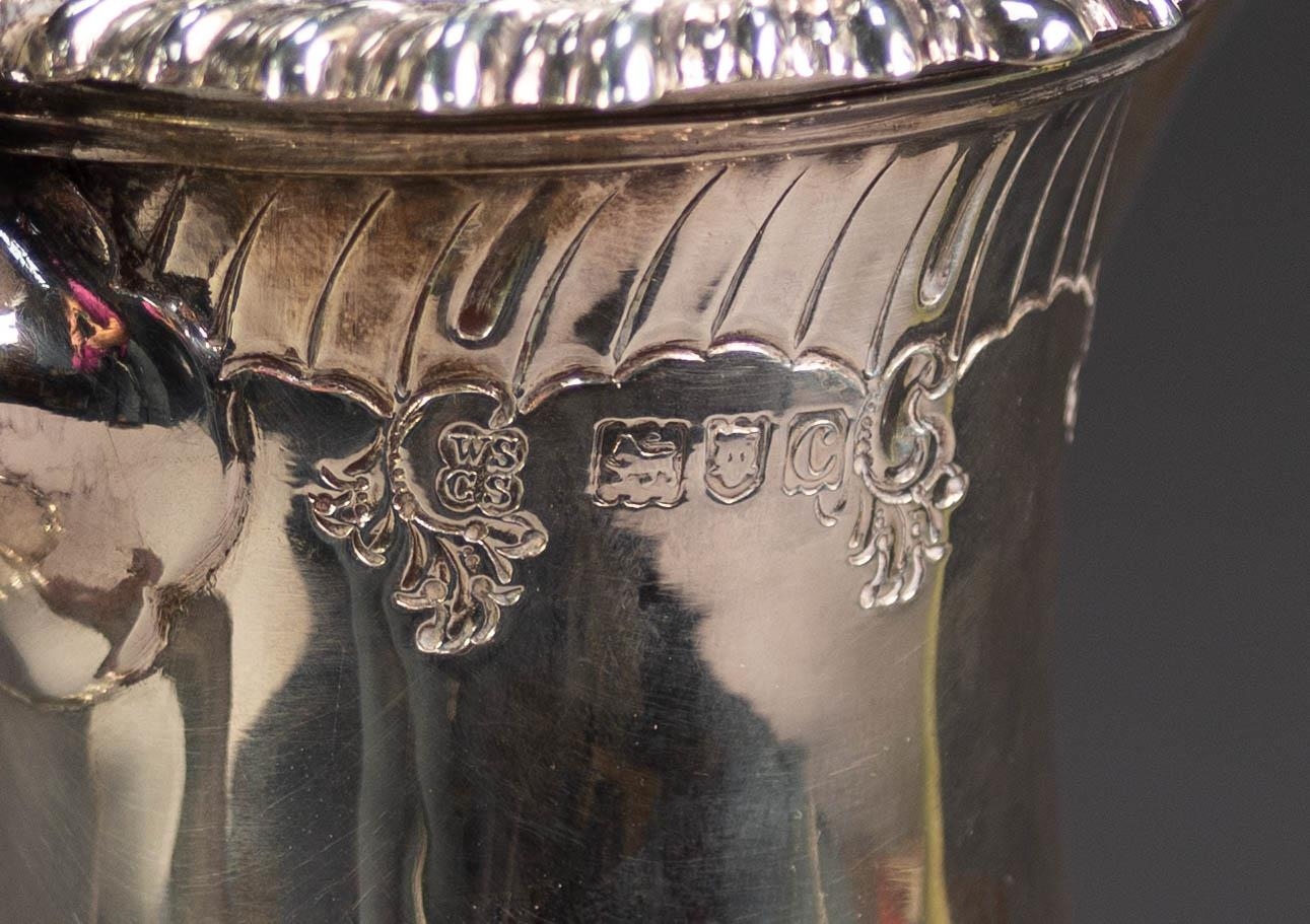 VICTORIAN SILVER PYRIFORM COFFEE POT, repousse with flowers rococo scrolls, the hinged domed lid - Image 3 of 3