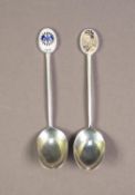 ENAMELLED TOPPED SILVER COFFEE SPOON, ?Bolton Rotary Club?, 1936, and a MATCHING SPOON WITH