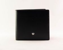 GENTLEMAN'S MONT BLANC BLACK LEATHER BILLFOLD/CREDIT CARD WALLET, model 30661, boxed and packaged as