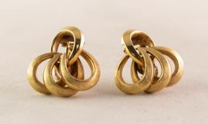 PAIR OF 18ct GOLD EARRINGS each of four C scroll pattern, with post and sprung clip fastening, 10.