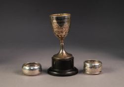 THREE PIECES OF SILVER, comprising: PRESENTATION SILVER SMALL GOBLET, 4? (10.2cm) high, and TWO