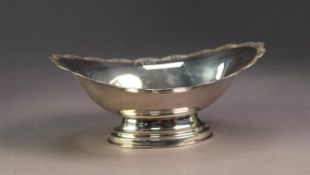 PRESENTATION SILVER BOAT SHAPED PEDESTAL BON BON DISH BY BARKER ELLIS SILVER Co, with engraved