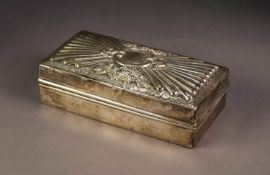 VICTORIAN EMBOSSED SILVER TABLE CIGARETTE BOX BY JOHN NEWTON MAPPIN, of typical form, the domed