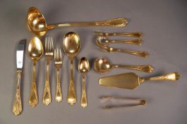 SOLINGEN 18K GOLD PLATED 69 PIECE TABLE SERVICE FOR TWELVE PERSONS, comprising 12 knives, 12