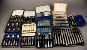 CASED SET OF EDWARDIAN FILLED SILVER HANDLED FRUIT KNIVES AND FORKS, Sheffield 1908; cased set of