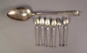 SET OF SIX CONTINENTAL SILVER COLOURED METAL (830 STANDARD) TEASPOONS, with twisted handles and ball