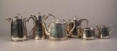 FIVE PIECE WALKER & HALL HOTEL PLATED TEA AND COFFEE SET, of oval, tapering form, together with a