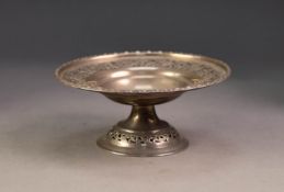 A CIRCULAR PEDESTAL SWEET MEAT DISH, with bead edge and foliate scroll cut card pierced