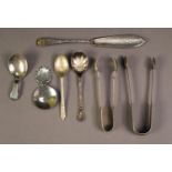 GEORGE III SILVER FIDDLE PATTERN CADDY SPOON, London 1812, makers mark: L.M, together with a PAIR OF