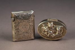 LATE VICTORIAN FOLIATE SCROLL ENGRAVED VESTA CASE, initialled, Birmingham 1899, together with an