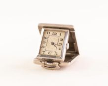 LADY'S VINTAGE ROLLS SWISS SILVER OBLONG BAG SHAPED TRAVEL WATCH with Swiss 15 jewels mechanical mo