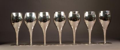 GARRARD & Co Ltd SET OF SEVEN SILVER GOBLETS, including: A CASED SET OF SIX, each of tulip form with