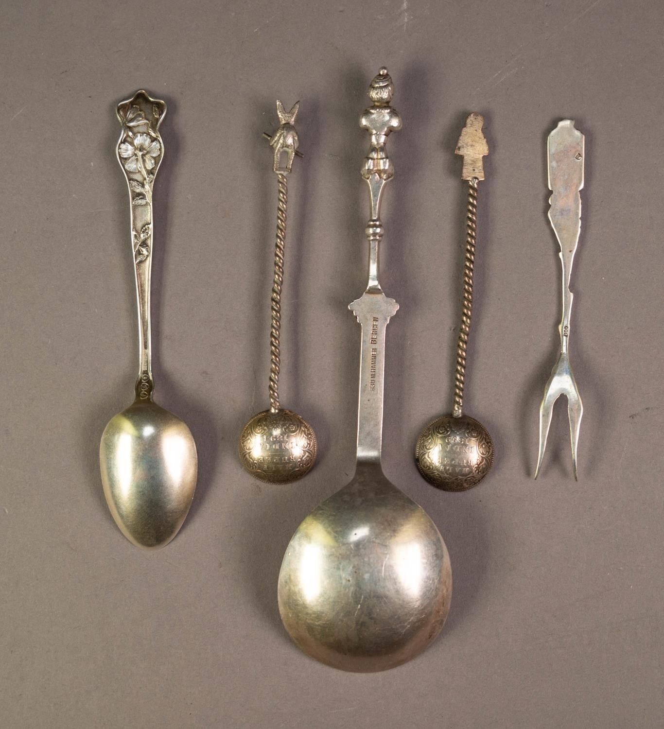 FOREIGN SILVER COLOURED METAL (830 STANDARD) ANOINTING SPOON, stamped: M. HAMMER, BERGEN, 6 ½? (16. - Image 2 of 2