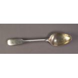ANTIQUE FIDDLE PATTERN SILVER COLOURED METAL TABLE SPOON, initialled, 8 ½? (21.6cm) long, 3oz