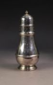 GEORGE V SILVER LARGE SUGAR CASTOR, of bellied form with bayonet fitting to the domed cover