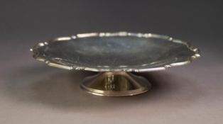 EDWARD VIII SILVER PEDESTAL CAKE STAND, of plain, circular form with shaped and moulded border,