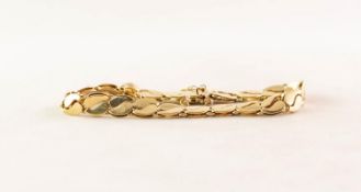 GOLD COLOURED METAL FANCY LINK PATERN BRACELET, with safety chain, 20.8gms (tests as 18ct)