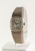 ROTARY LADIES VINTAGE STERLING (925) SILVER BRACELET WATCH, textured pattern flexible bracelet,