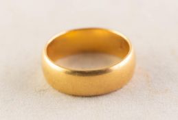 22ct GOLD BROAD WEDDING RING, 6.8gms, ring size L