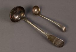 WILLIAM IV SCOTTISH SILVER FIDDLE PATTERN SAUCE LADLE, initialled, Edinburgh 1831, together with a